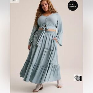 Torrid Plus Size Festi Tie-Front Maxi Skirt Set 2X